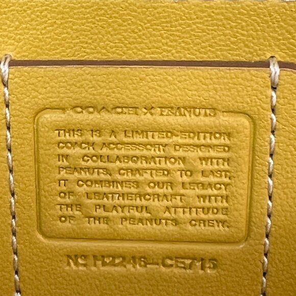 COACH x PEANUTS Special Collection Long Zip Leather Wallet Snoopy Yellow - Picture 6 of 8